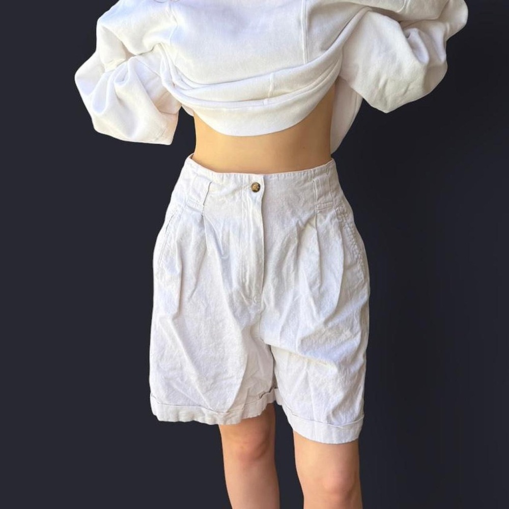 RAFAELLA White Linen-Cotton Blend Shorts - Carolyn Bessette vibes! size 10